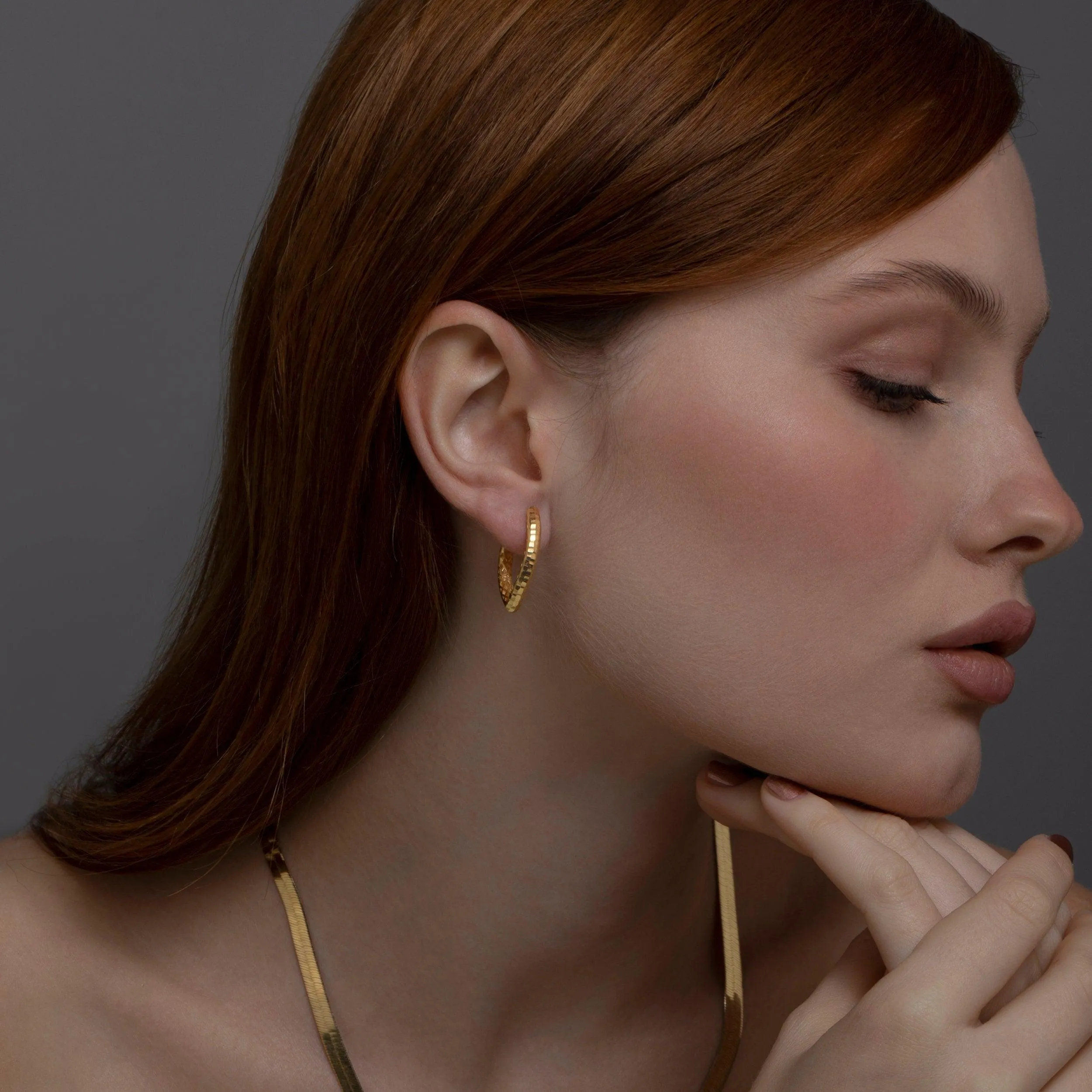 Textured Hoop Earring - 18K Gold Vermeil