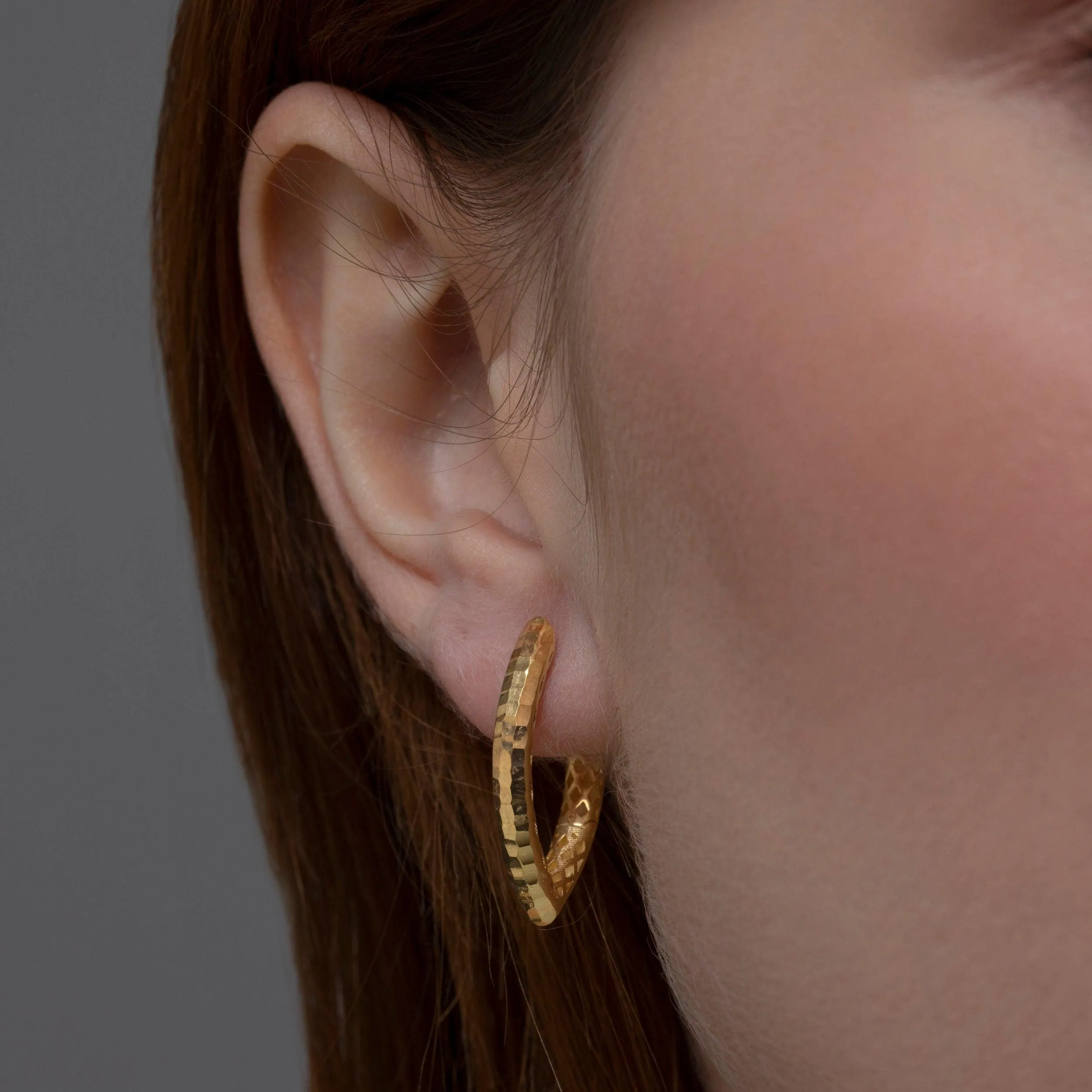 Textured Hoop Earring - 18K Gold Vermeil