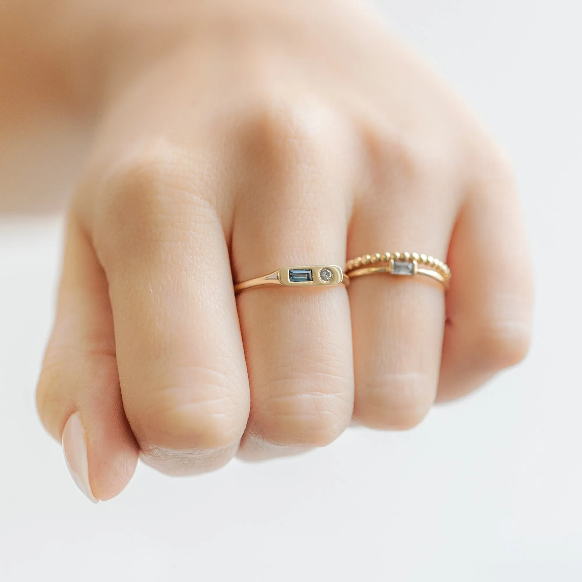The Asymmetrical Sapphire   Diamond Signet Ring | 10K Yellow Gold