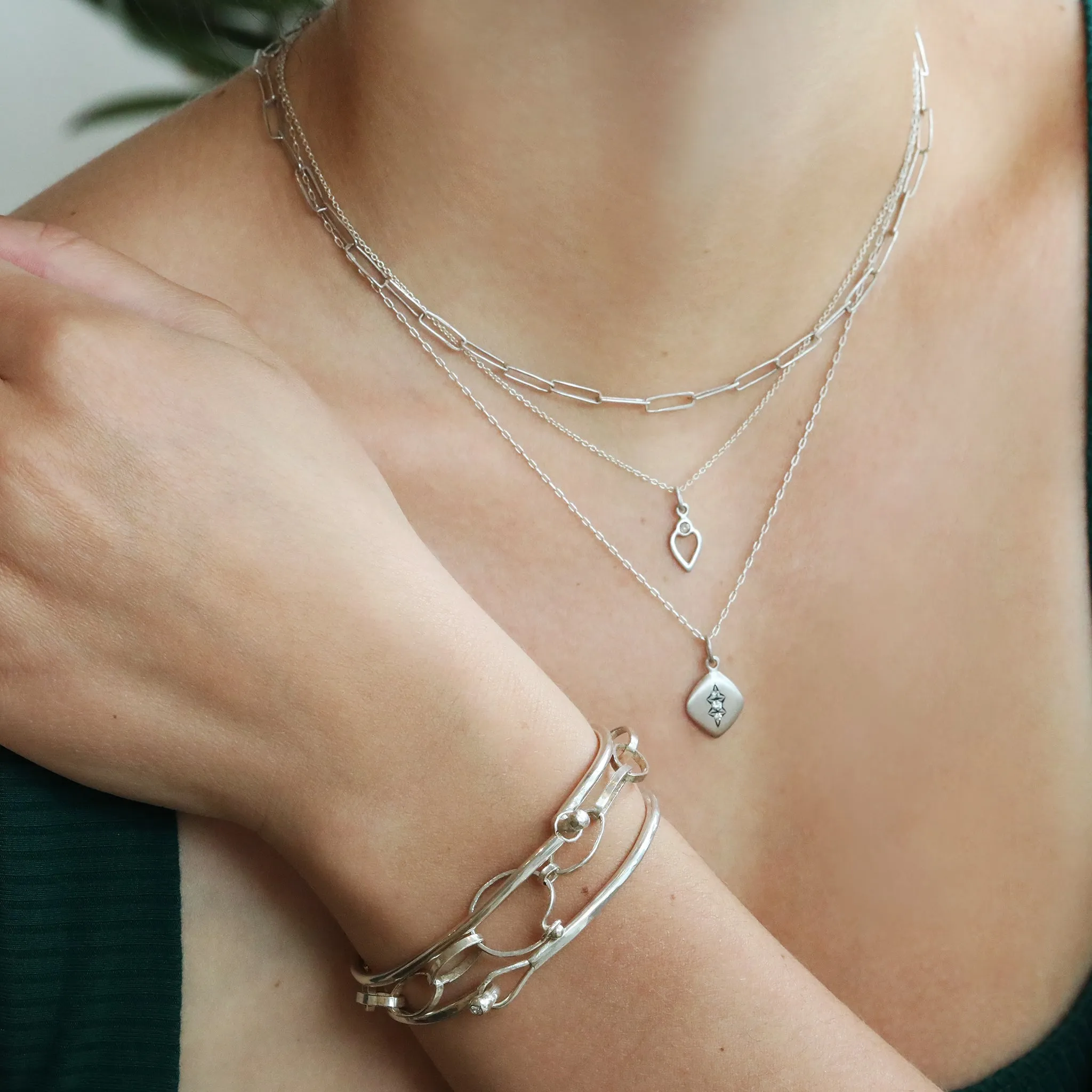 The "Grace" Bracelet with Sterling Silver Handmade Hammered Oval Links