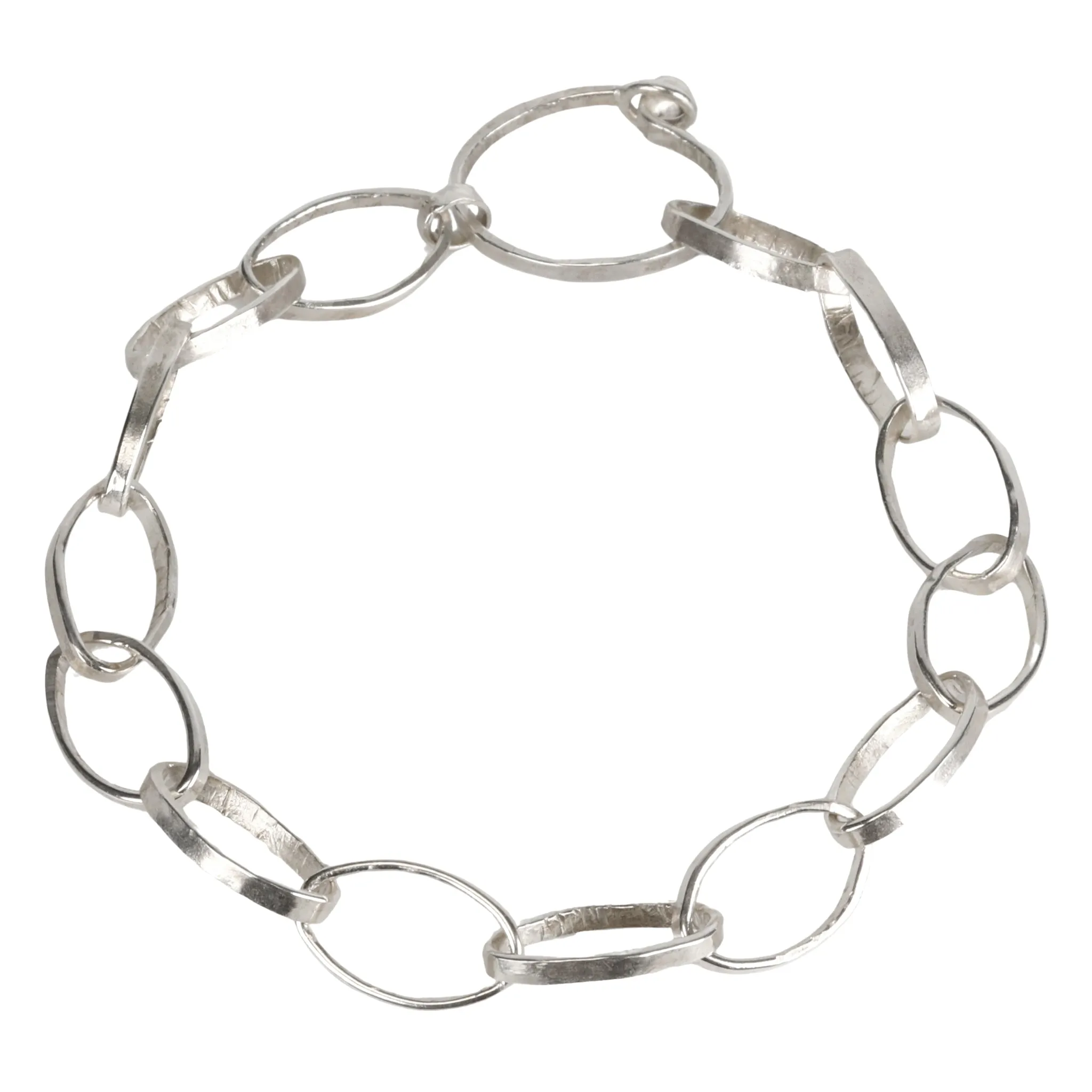 The "Grace" Bracelet with Sterling Silver Handmade Hammered Oval Links