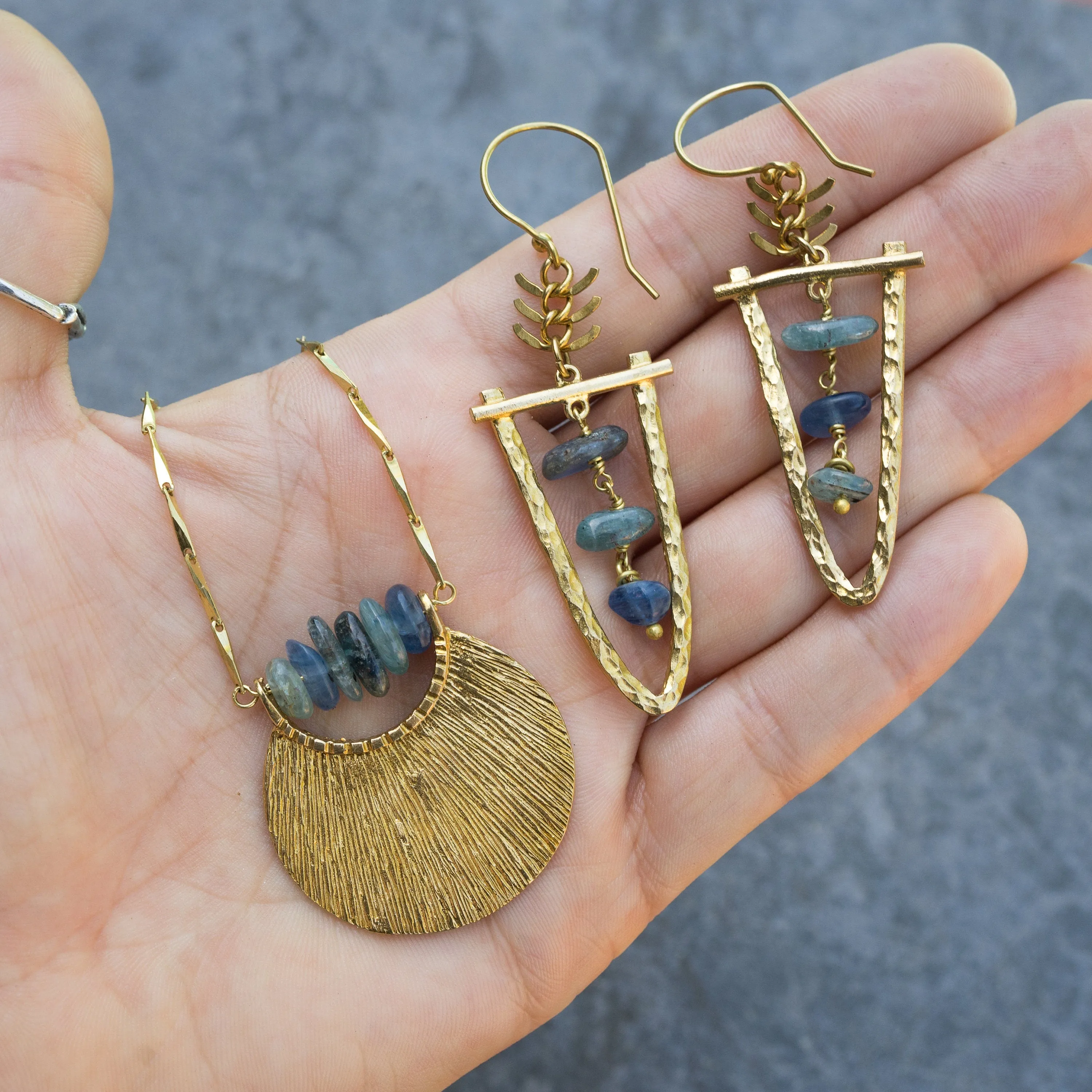 THEIA/ Raw Kyanite Chandelier Earrings