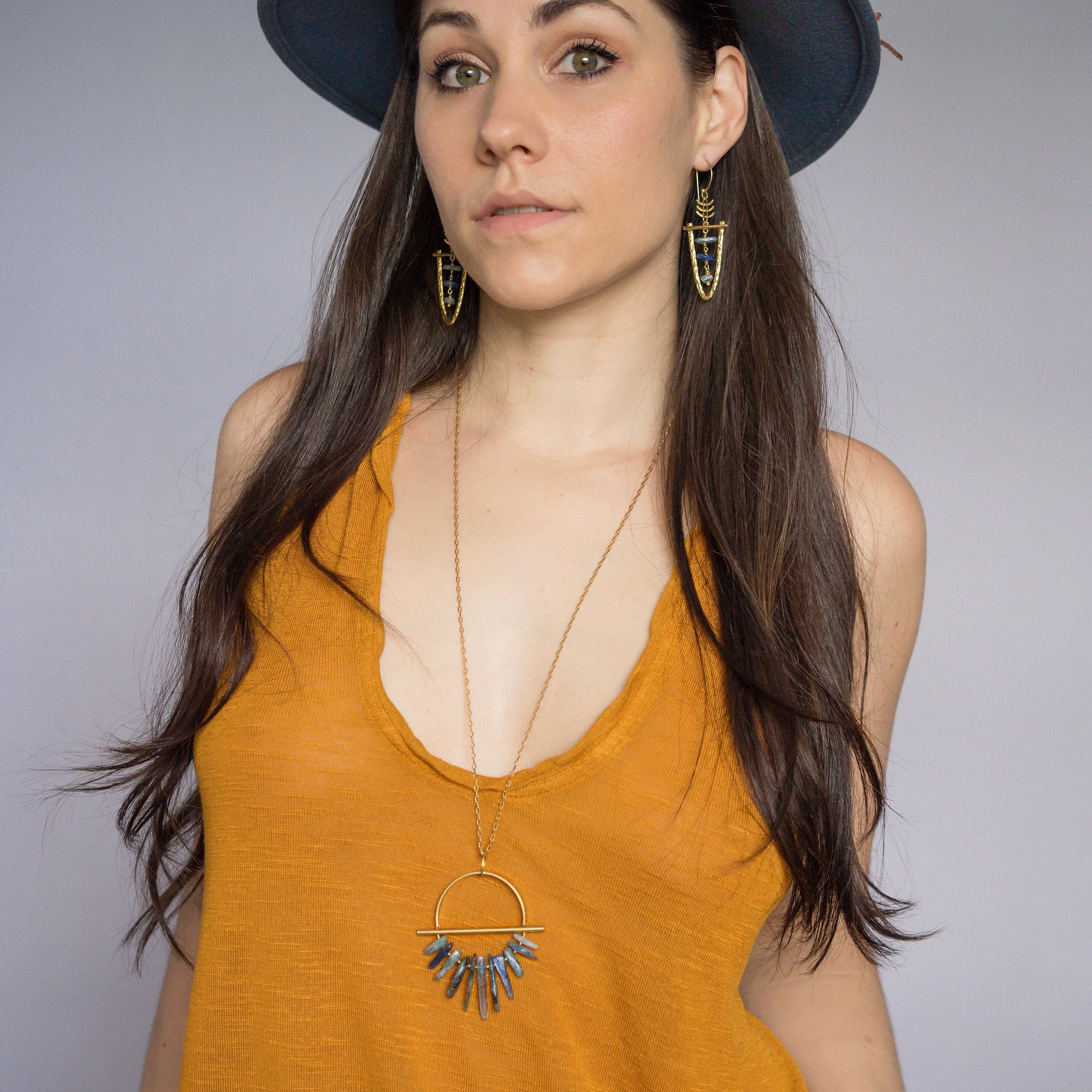 THEIA/ Raw Kyanite Chandelier Earrings