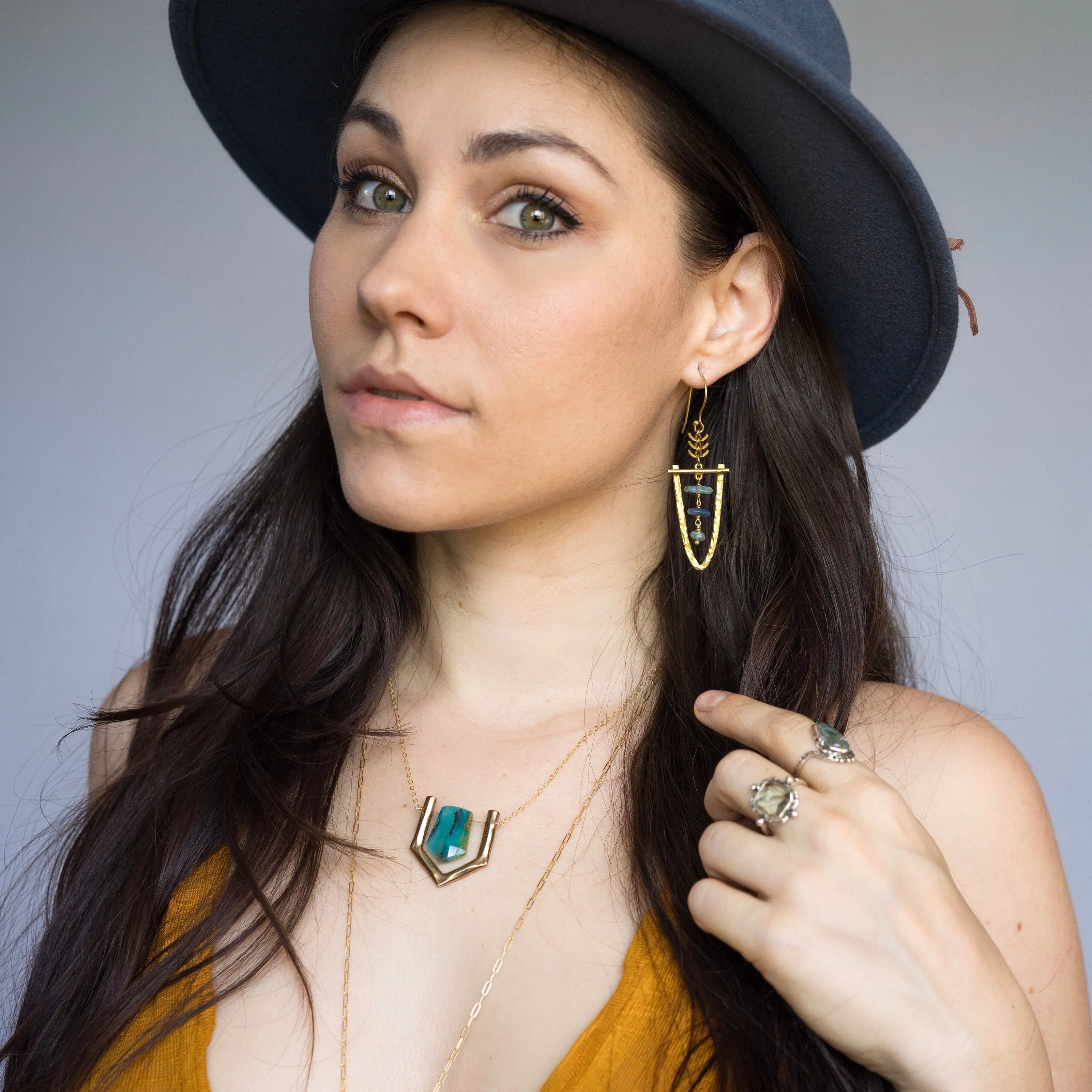 THEIA/ Raw Kyanite Chandelier Earrings