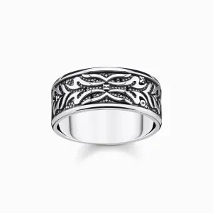 Thomas Sabo Ring - Tiger Patterned - Blackened Silver