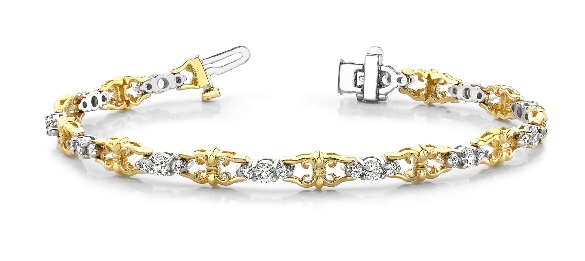 Three Across Crown Link Diamond Bracelet with 2.05 ct.(finished) 2mm, 3mm