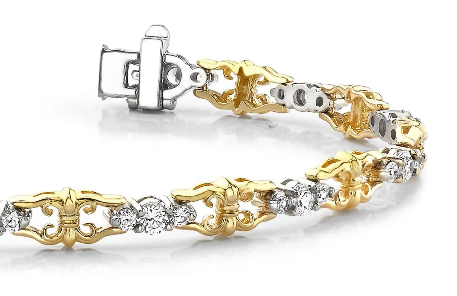 Three Across Crown Link Diamond Bracelet with 2.05 ct.(finished) 2mm, 3mm
