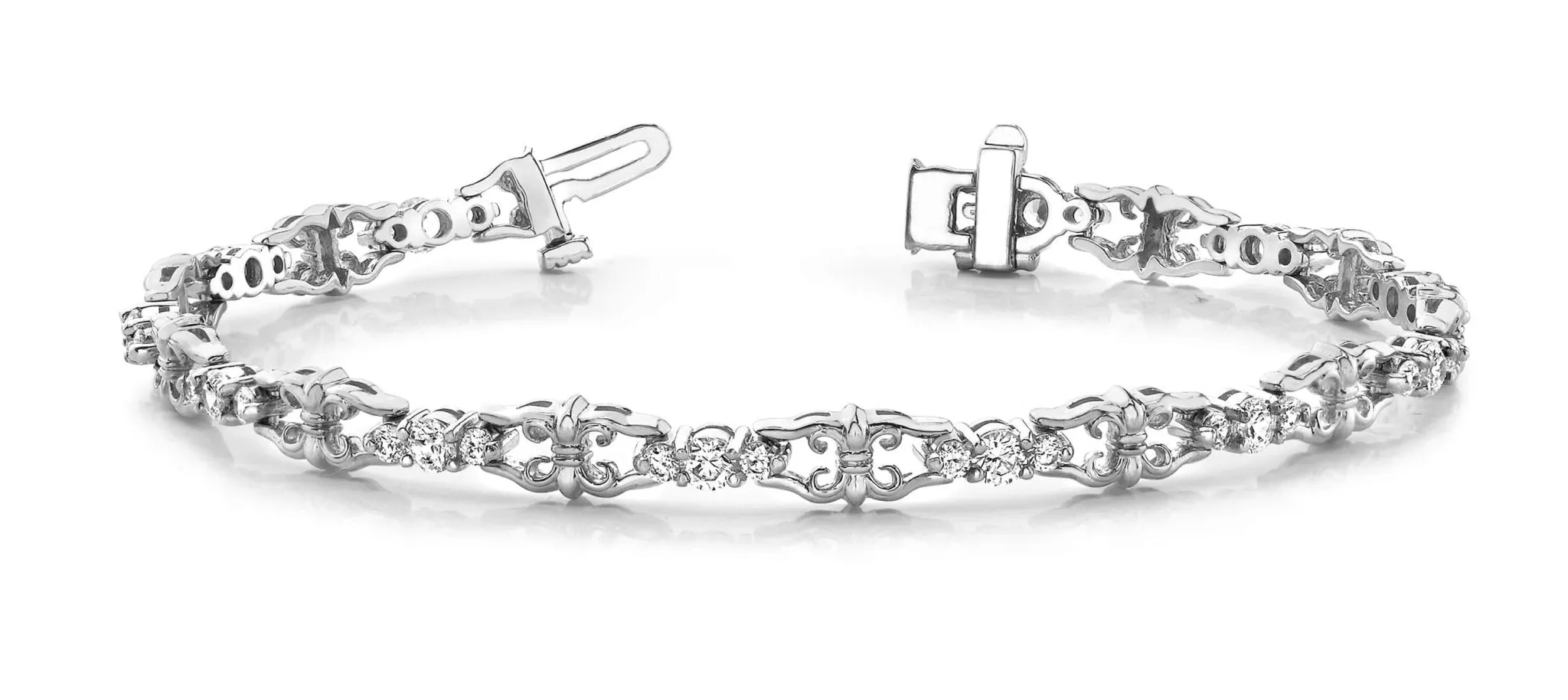 Three Across Crown Link Diamond Bracelet with 2.05 ct.(finished) 2mm, 3mm