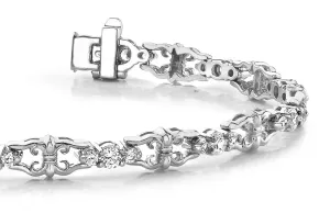 Three Across Crown Link Diamond Bracelet with 2.05 ct.(finished) 2mm, 3mm