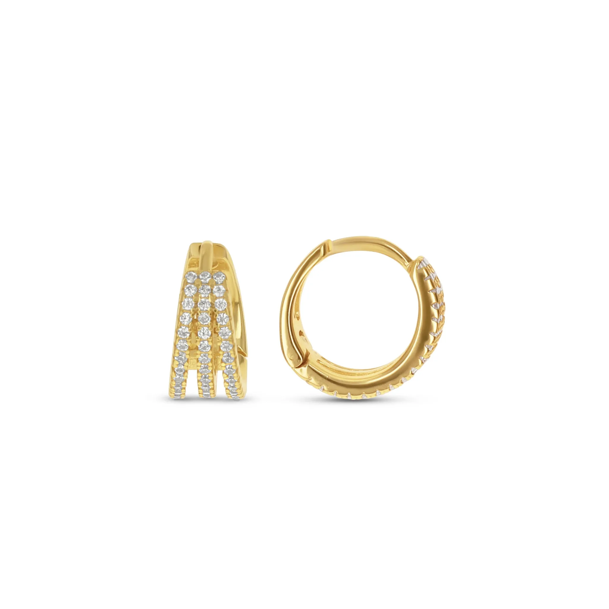 Three Row Huggie Hoops