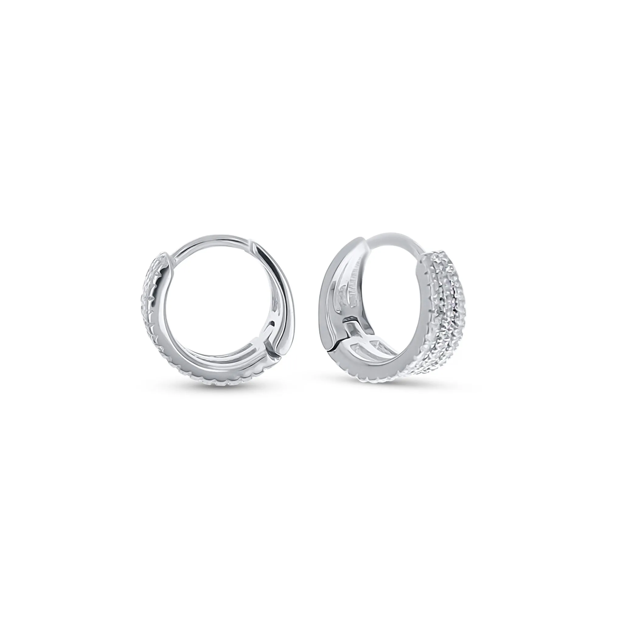 Three Row Huggie Hoops