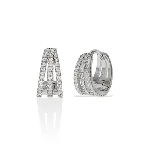 Three Row Huggie Hoops