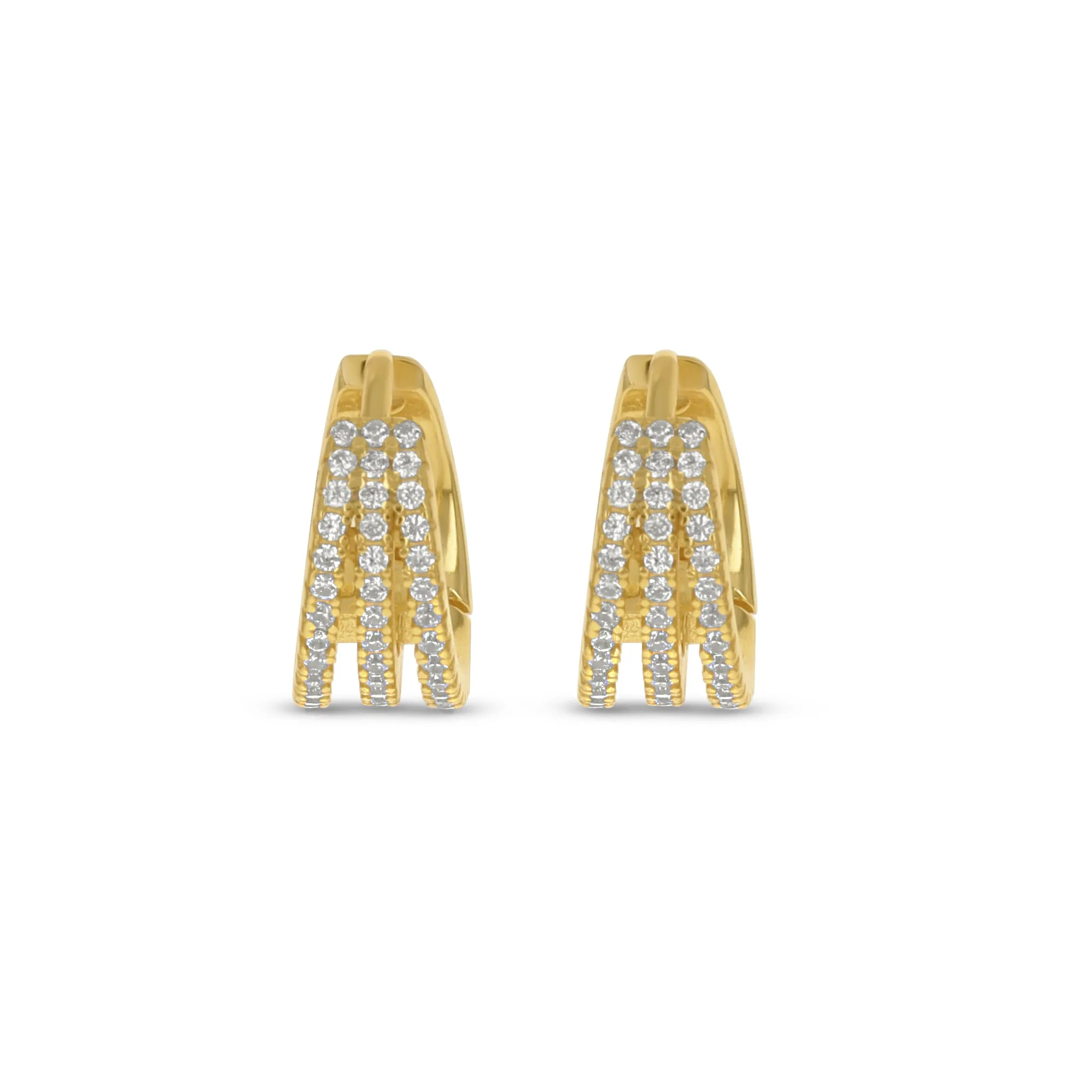 Three Row Huggie Hoops