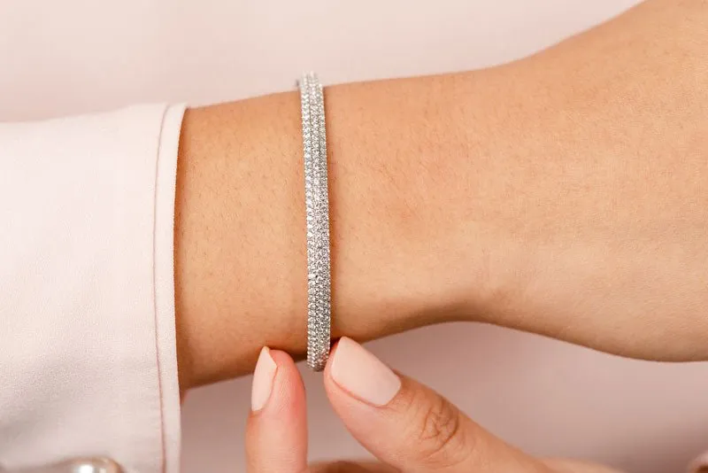 Three Row Pave Diamond Bangle with 1.73 ct.(finished) 1.3mm