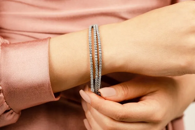Three Rows Flexible Diamond Bracelet with 11.34 ct.(finished) 2.5mm