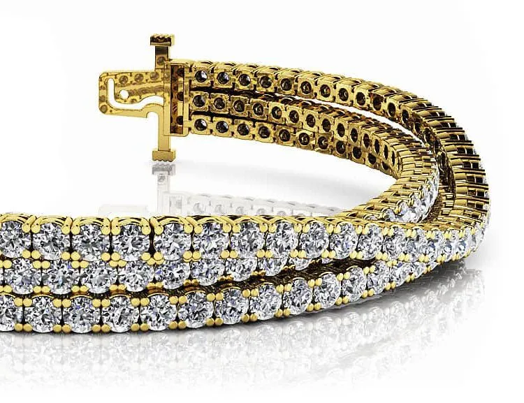Three Rows Flexible Diamond Bracelet with 11.34 ct.(finished) 2.5mm