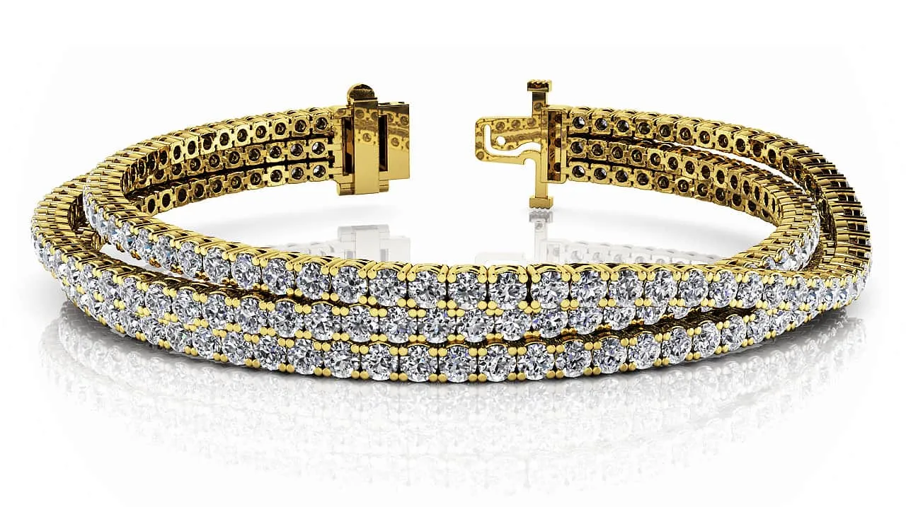 Three Rows Flexible Diamond Bracelet with 11.34 ct.(finished) 2.5mm
