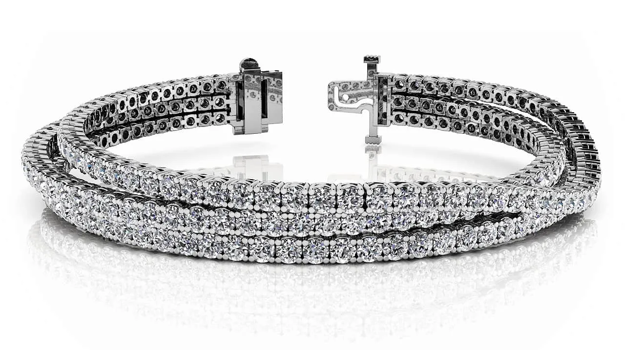 Three Rows Flexible Diamond Bracelet with 11.34 ct.(finished) 2.5mm