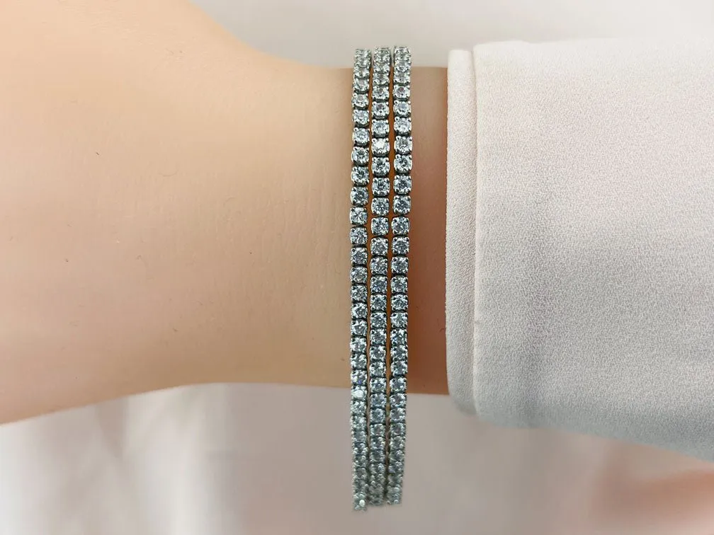 Three Rows Flexible Diamond Bracelet with 11.34 ct.(finished) 2.5mm