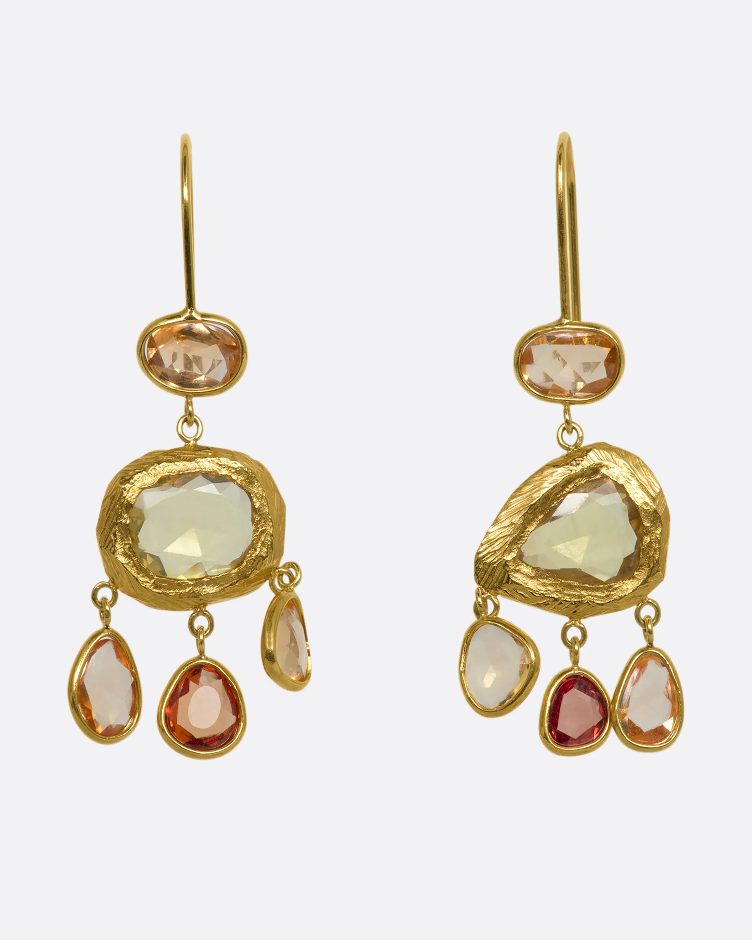 Three Tier Yellow Sapphire Earrings