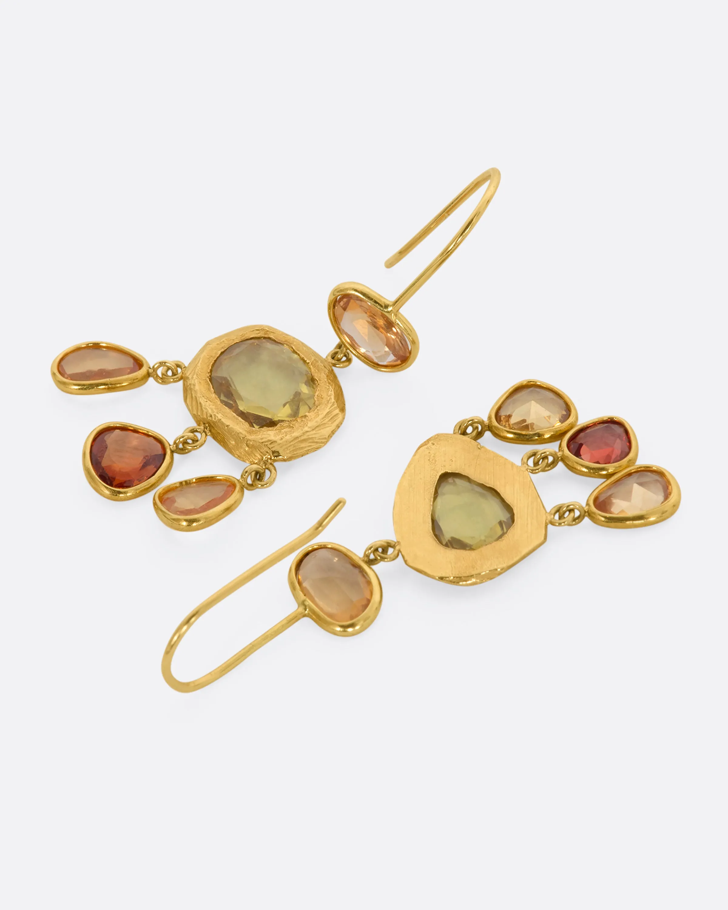 Three Tier Yellow Sapphire Earrings