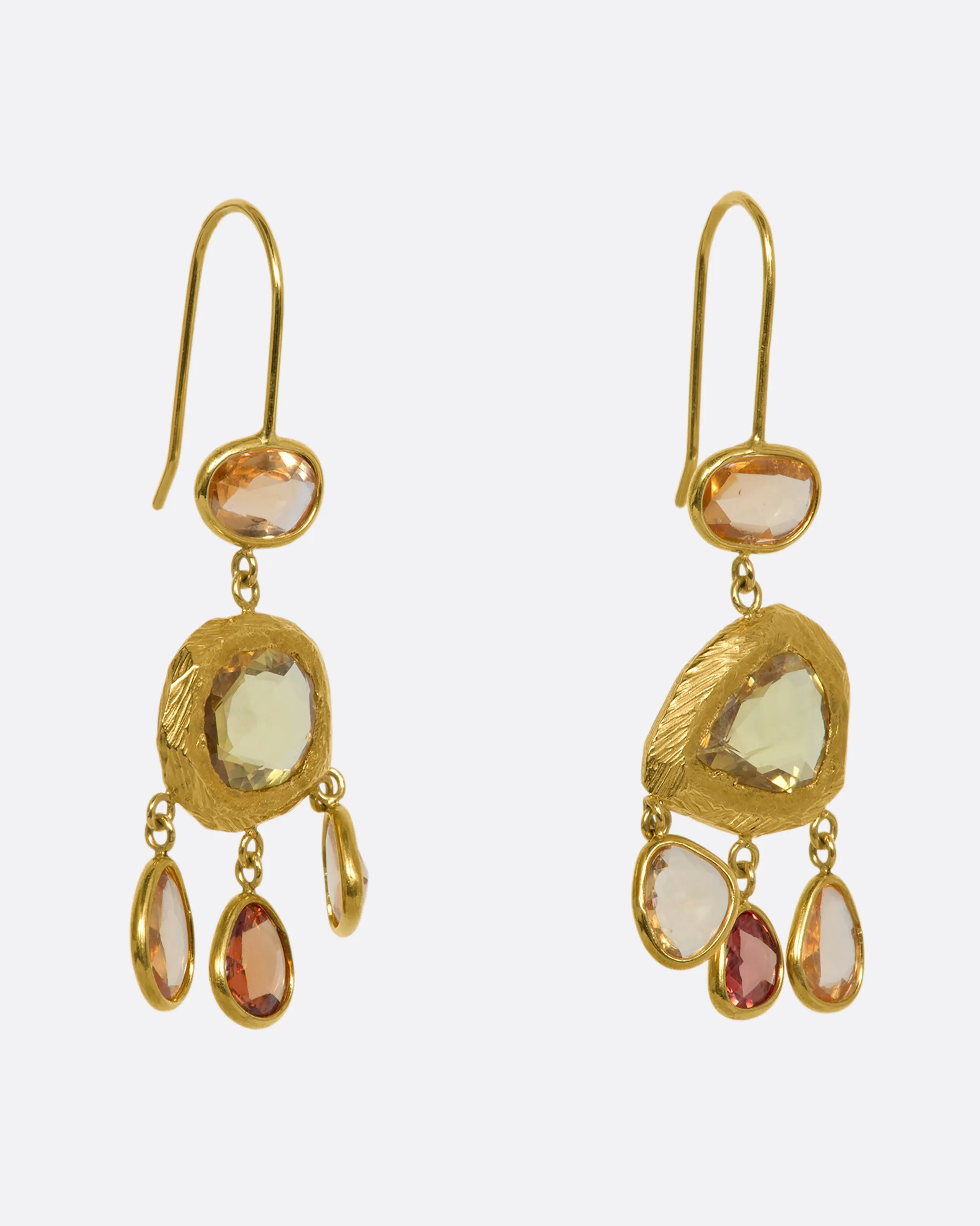 Three Tier Yellow Sapphire Earrings
