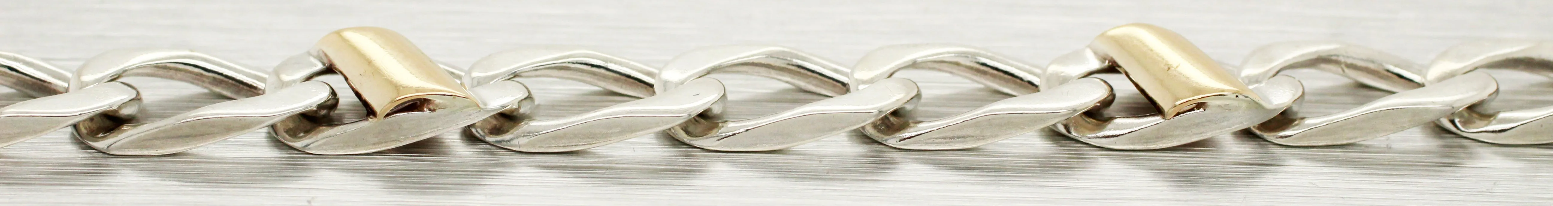 Tiffany & Co. 925 Sterling Silver & 18K Yellow Gold Chain Bracelet 7.50" w/ Box