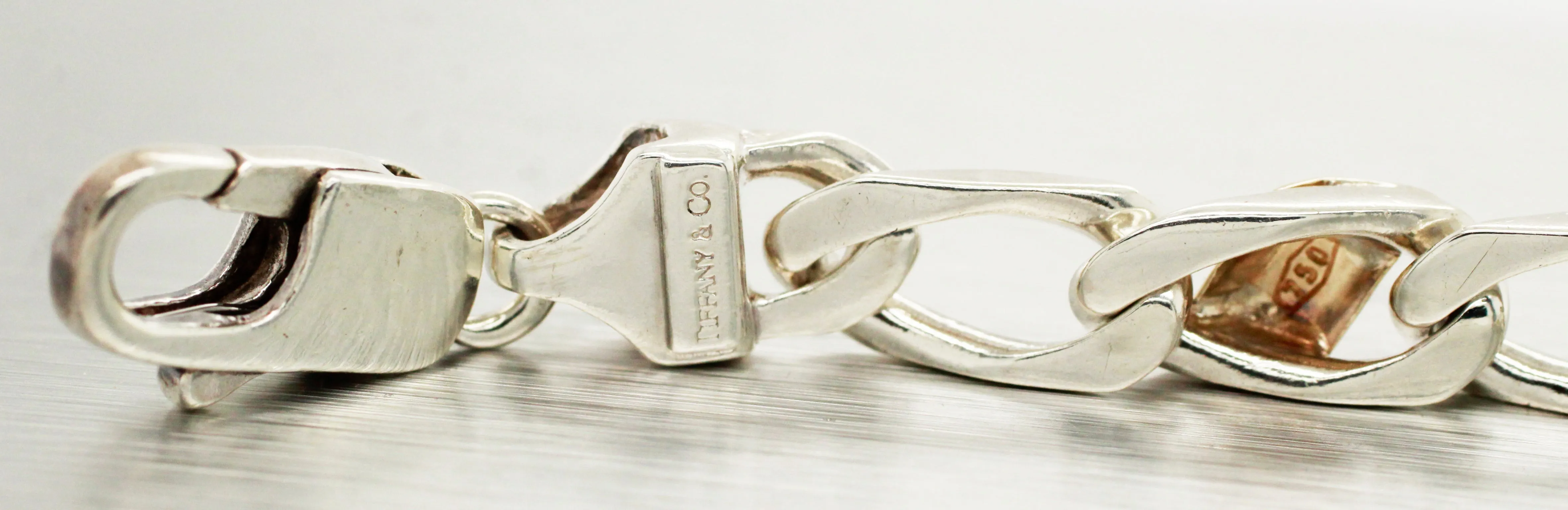 Tiffany & Co. 925 Sterling Silver & 18K Yellow Gold Chain Bracelet 7.50" w/ Box