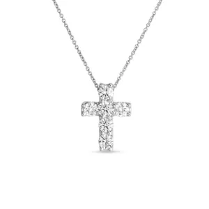 Tiny Treasures 18K White Gold Square Diamond Cross Necklace