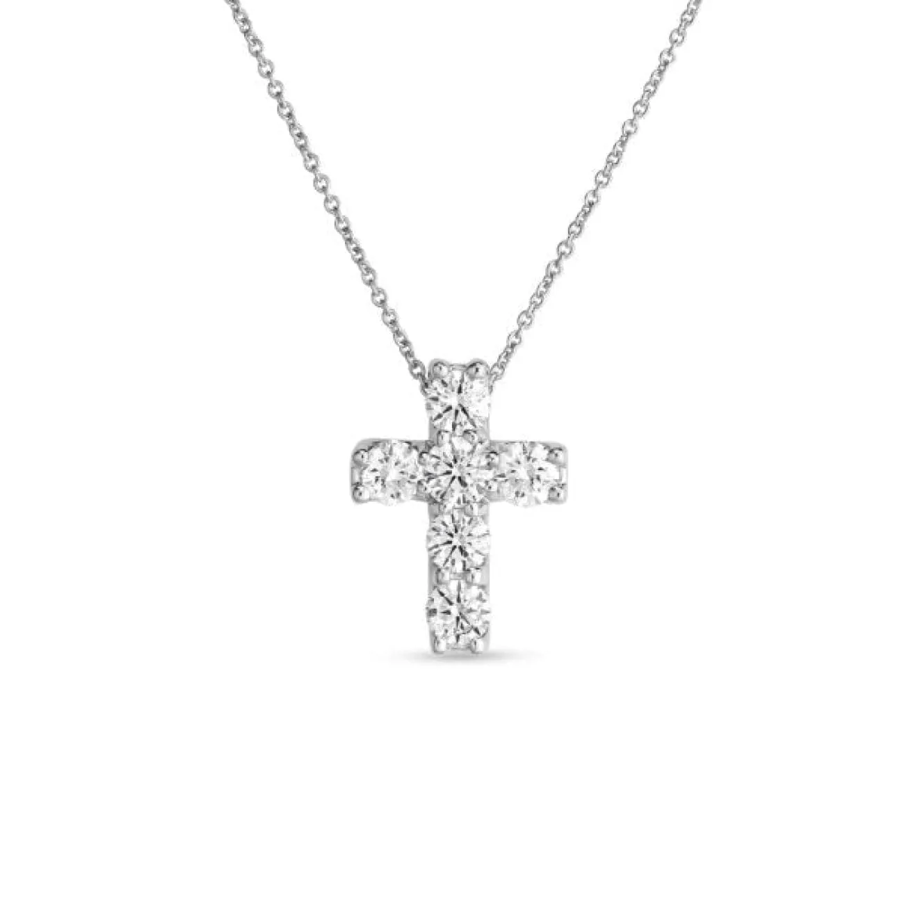 Tiny Treasures 18K White Gold Square Diamond Cross Necklace