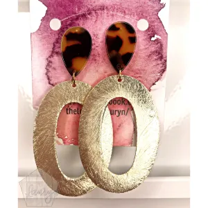 Tortoise and Gold Oval Hoop Earrings