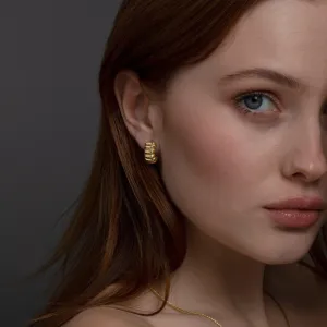 Trendy Scalloped Hinged Hoop Earrings - 18K Gold Vermeil