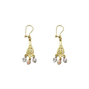 Tricolor Pear-Shape Chandelier Dangling Earrings (14K)