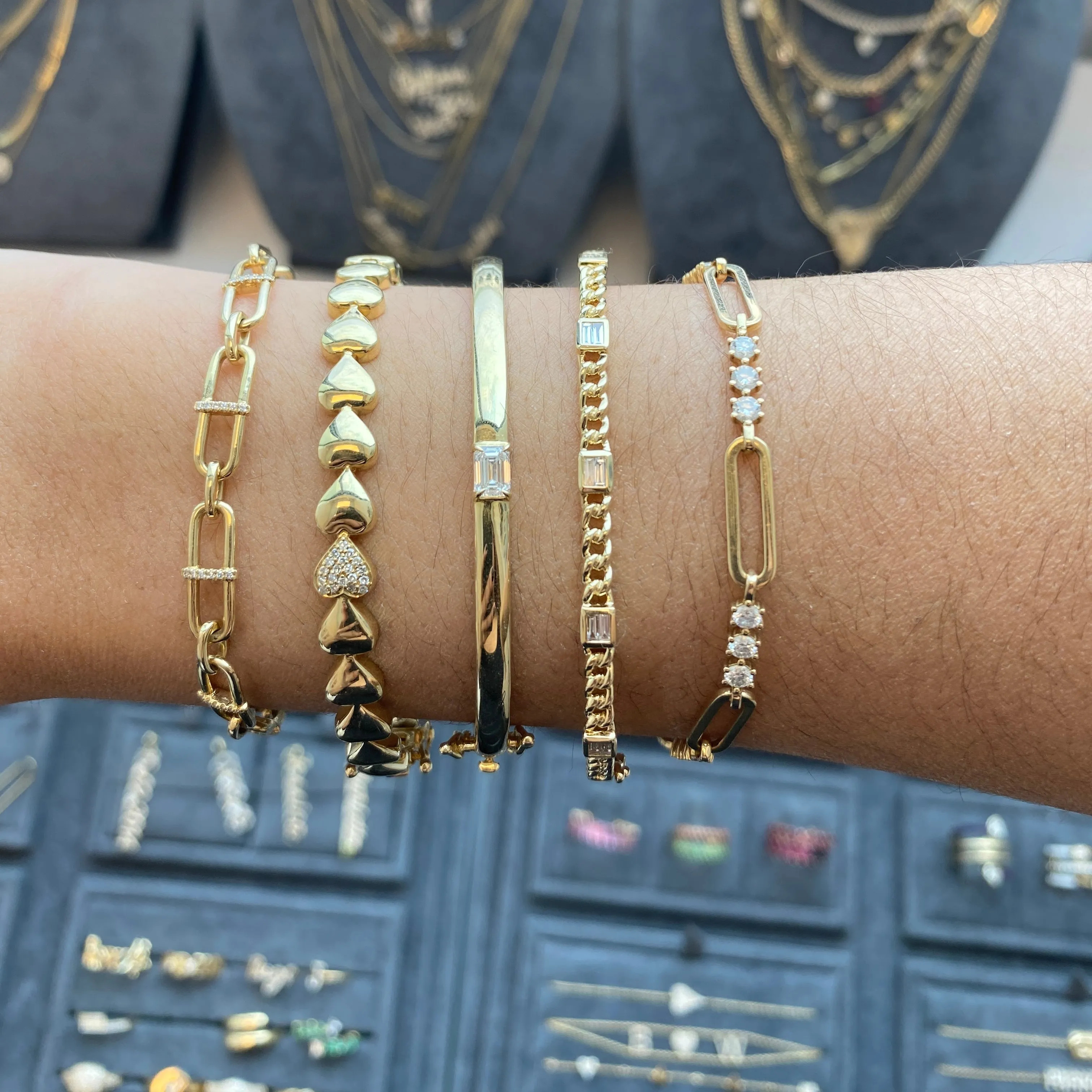 Trio Diamond   Paperclip Link Bracelet