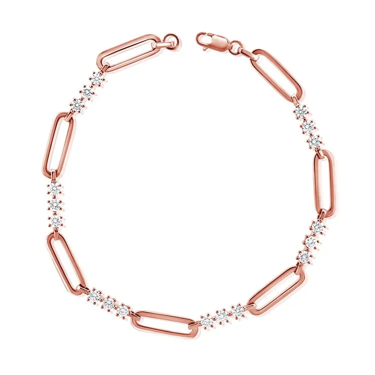 Trio Diamond   Paperclip Link Bracelet