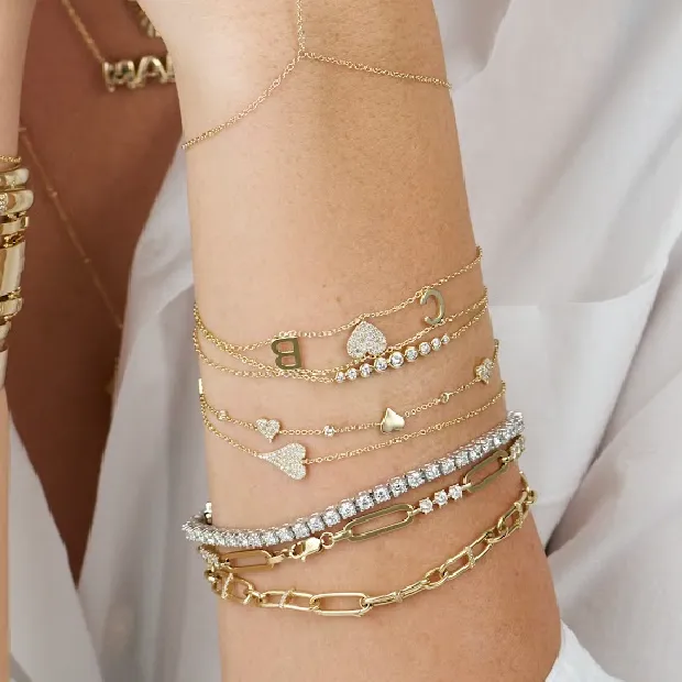 Trio Diamond   Paperclip Link Bracelet