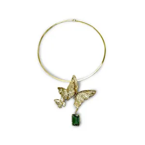 Triple Butterfly Pendant in Green Quartz