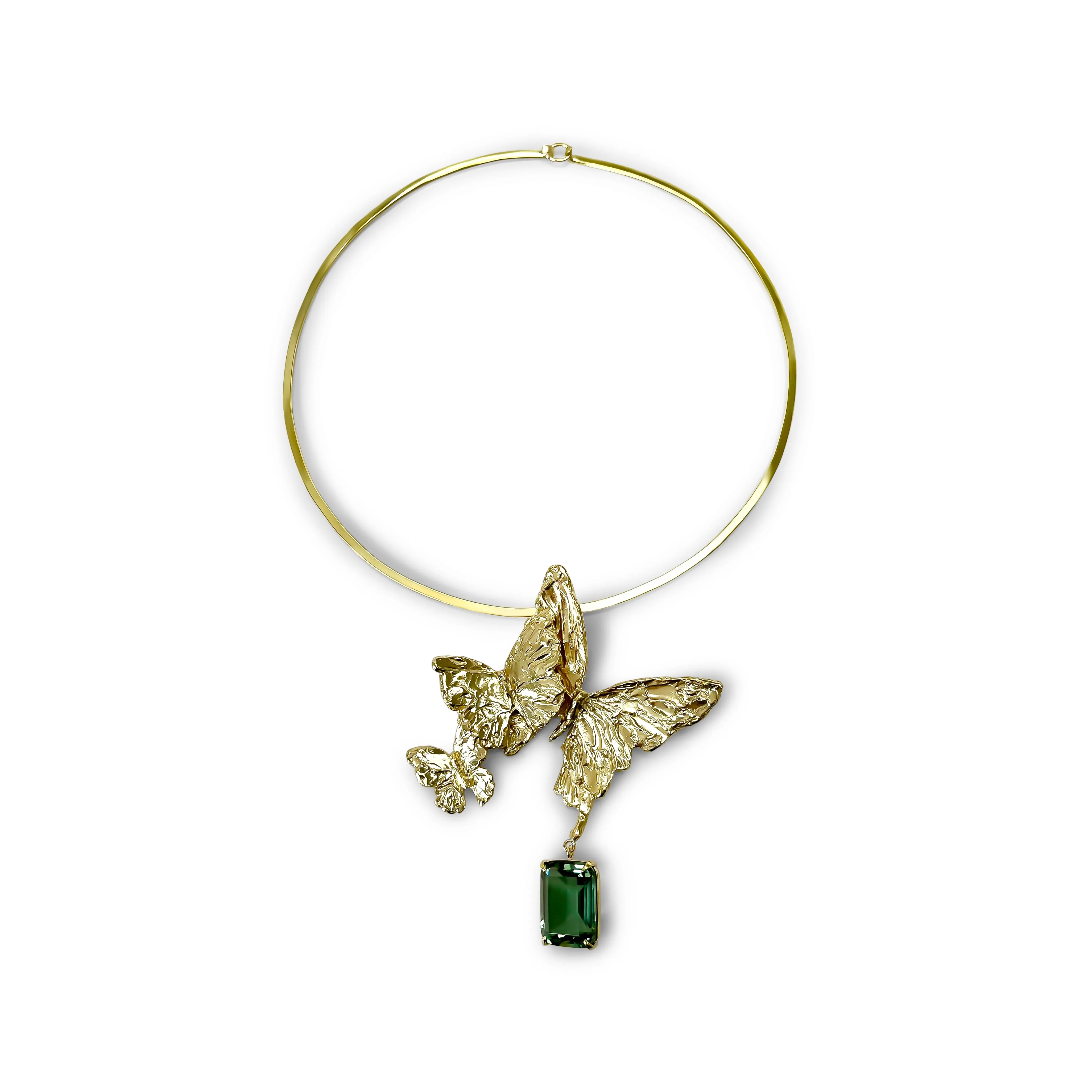 Triple Butterfly Pendant in Green Quartz