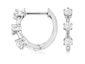 Triple Diamond Accented Hoop Earrings