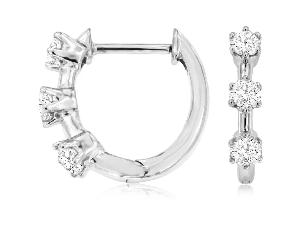 Triple Diamond Accented Hoop Earrings