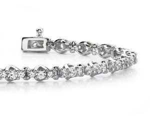 Triple Diamond Link Diamond Bracelet with 2.07 ct.(finished) 1.5mm, 2.25mm