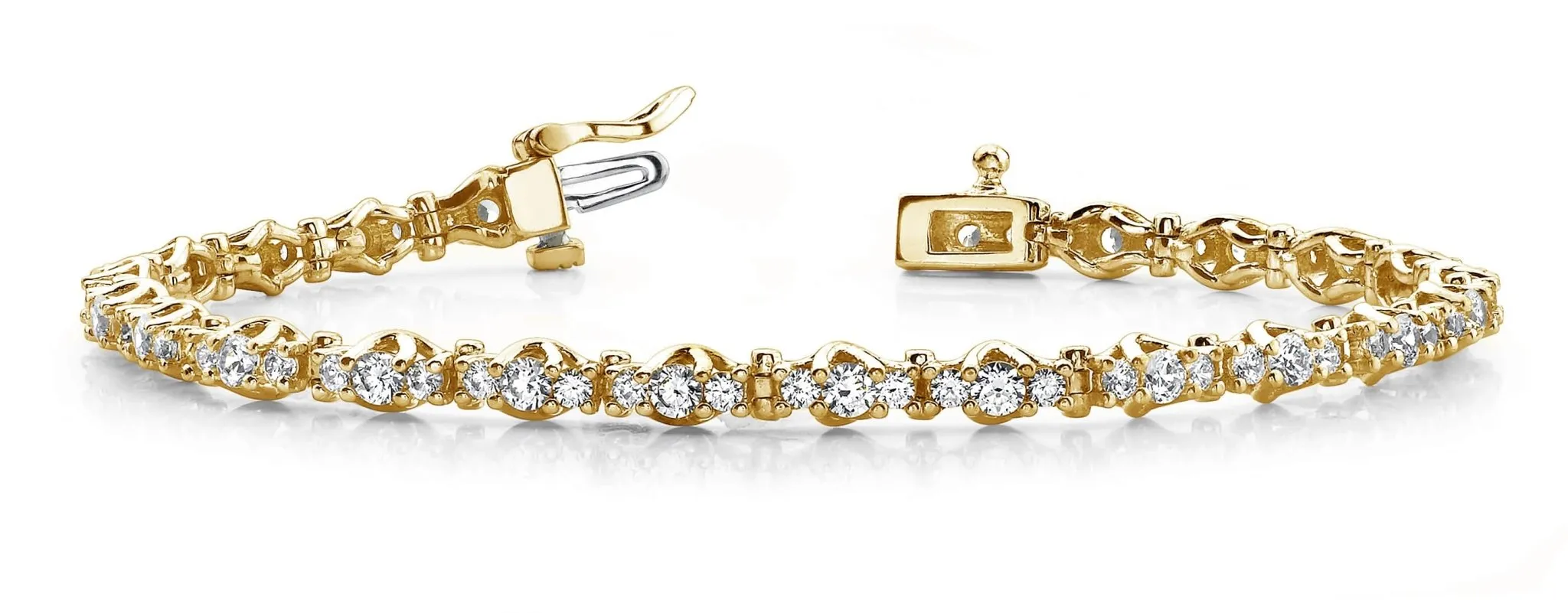 Triple Diamond Link Diamond Bracelet with 2.07 ct.(finished) 1.5mm, 2.25mm