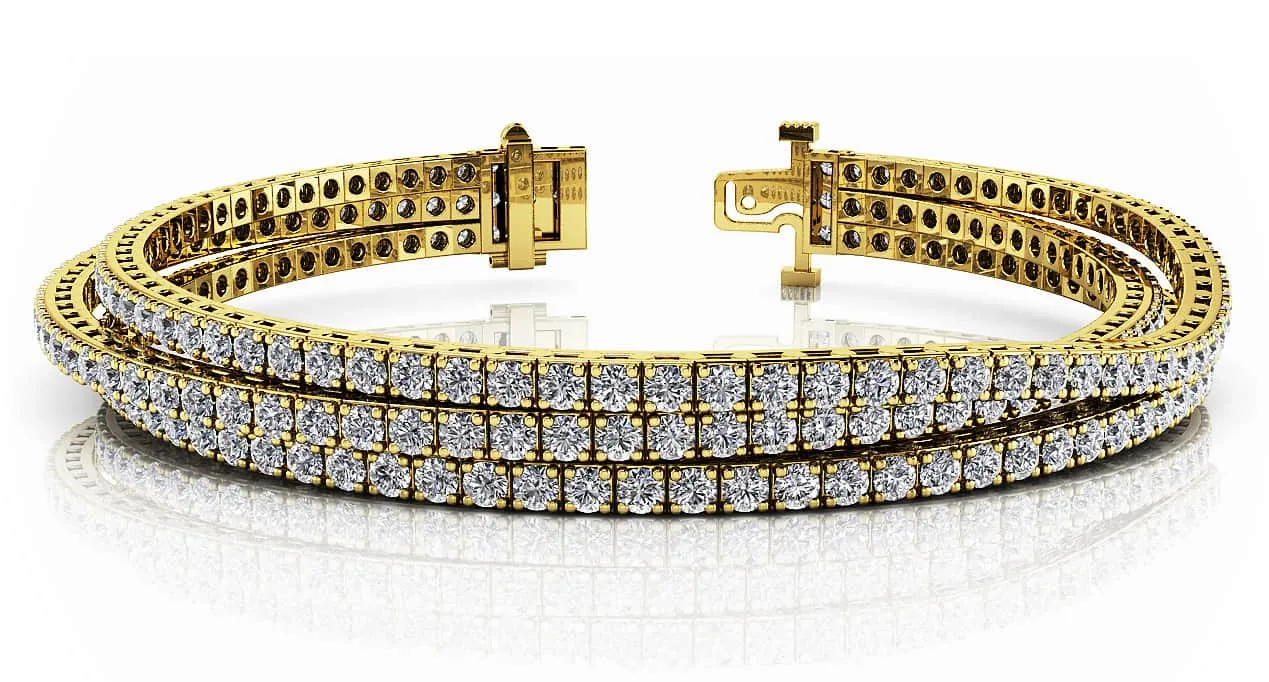 Triple Strand Flexible Diamond Tennis Bracelet Lab-Grown Diamond with 9.90 ct.(finished) 2.5mm
