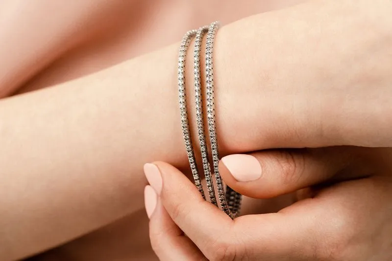 Triple Strand Flexible Diamond Tennis Bracelet Lab-Grown Diamond with 9.90 ct.(finished) 2.5mm