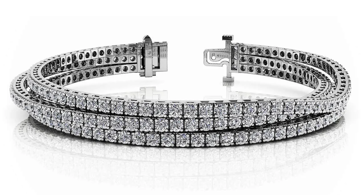 Triple Strand Flexible Diamond Tennis Bracelet Lab-Grown Diamond with 9.90 ct.(finished) 2.5mm