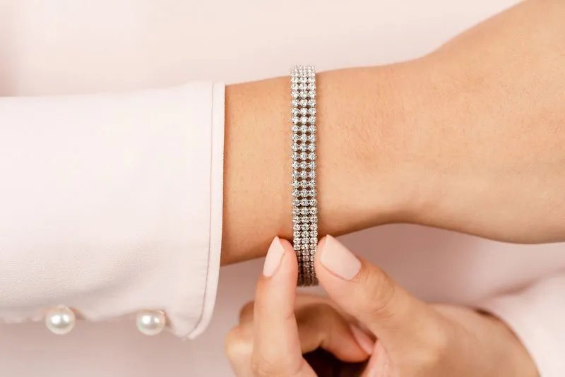 Triple Strand Lab-Grown Diamond Bracelet with 5.30 ct.(finished) 1.8mm