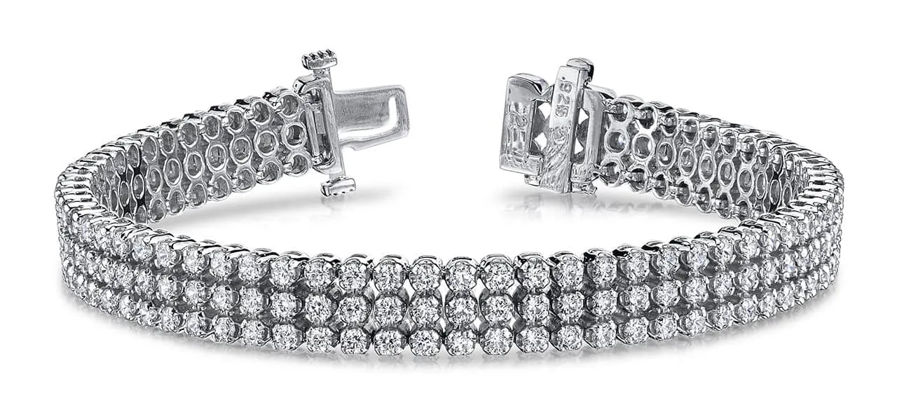 Triple Strand Lab-Grown Diamond Bracelet with 5.30 ct.(finished) 1.8mm