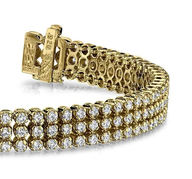 Triple Strand Lab-Grown Diamond Bracelet with 5.30 ct.(finished) 1.8mm