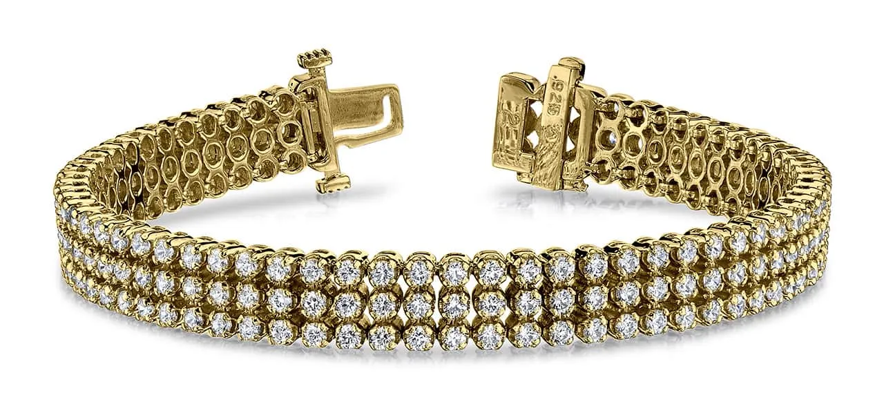 Triple Strand Lab-Grown Diamond Bracelet with 5.30 ct.(finished) 1.8mm