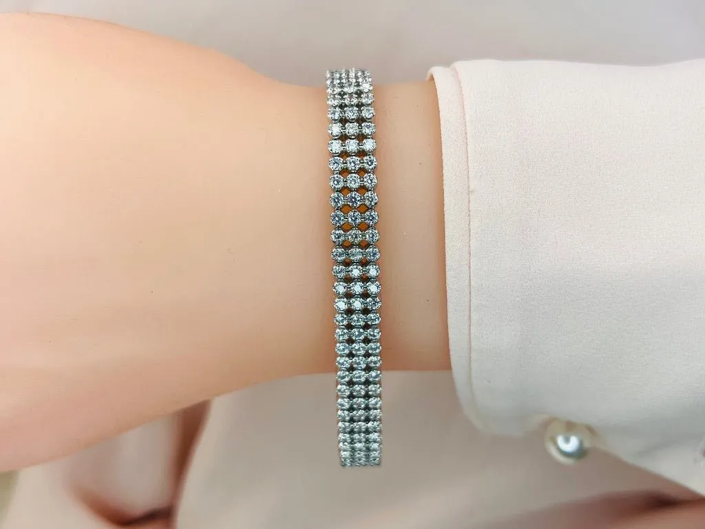 Triple Strand Lab-Grown Diamond Bracelet with 5.30 ct.(finished) 1.8mm
